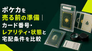 ポケカのカード番号・レアリティ・状態と宅配買取条件を確認するイメージ