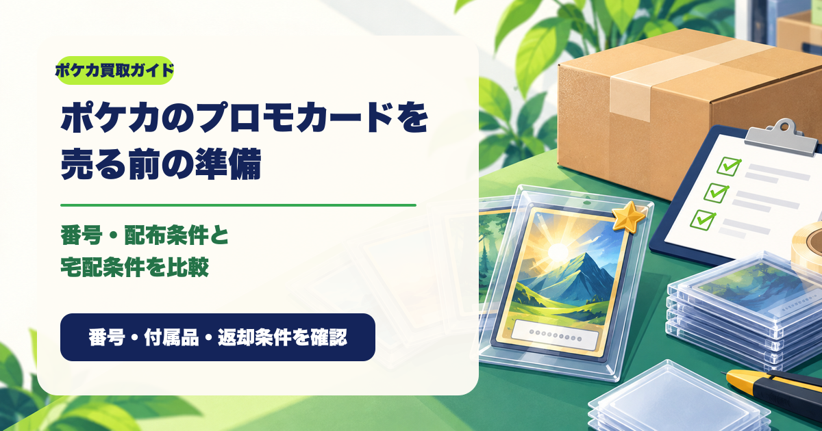 ポケカのプロモカードを売る前の準備|番号・配布条件と宅配条件を比較